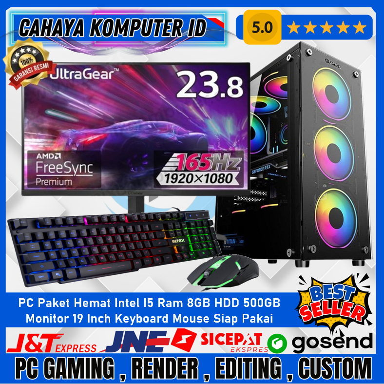 Satu Set PC Gaming Editing Intel I5 10400F Ram 16GB VGA Gtx 1650 4GB SSD 256GB Monitor LG 24 Inch 14