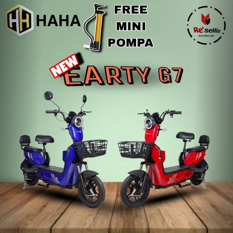 SEPEDA LISTRIK (HAHA EARTY G7) 48/12ah SLA |KEYLLES REMOTE | TUBLESS