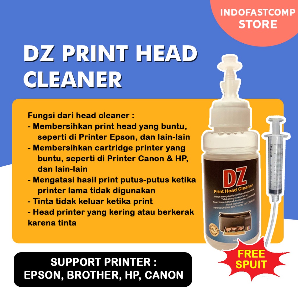 Cleaner For Pigment Pembersih Head Epson Canon HP Brother Tinta Dye Sublim PHD DZ Printhead Cleaner