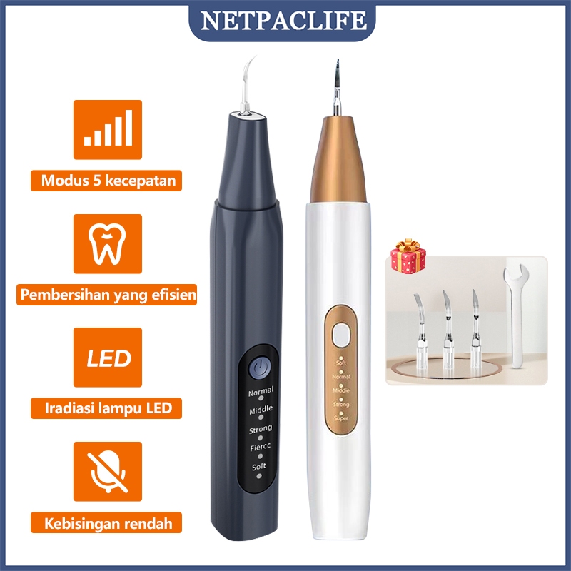 NetpacLife Dental Scaling Alat Pembersih Karang Gigi Sonic Elektrik Smart Ultrasonic Scaling Alat Pe