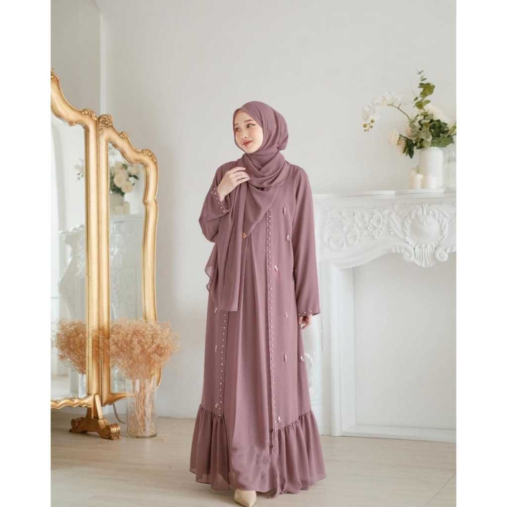 Abaya Syahira Set Outer 2 Layer Premium + Hijab Gamis Syar'i Murah Busana Muslim Set Arab Cerutty Ba