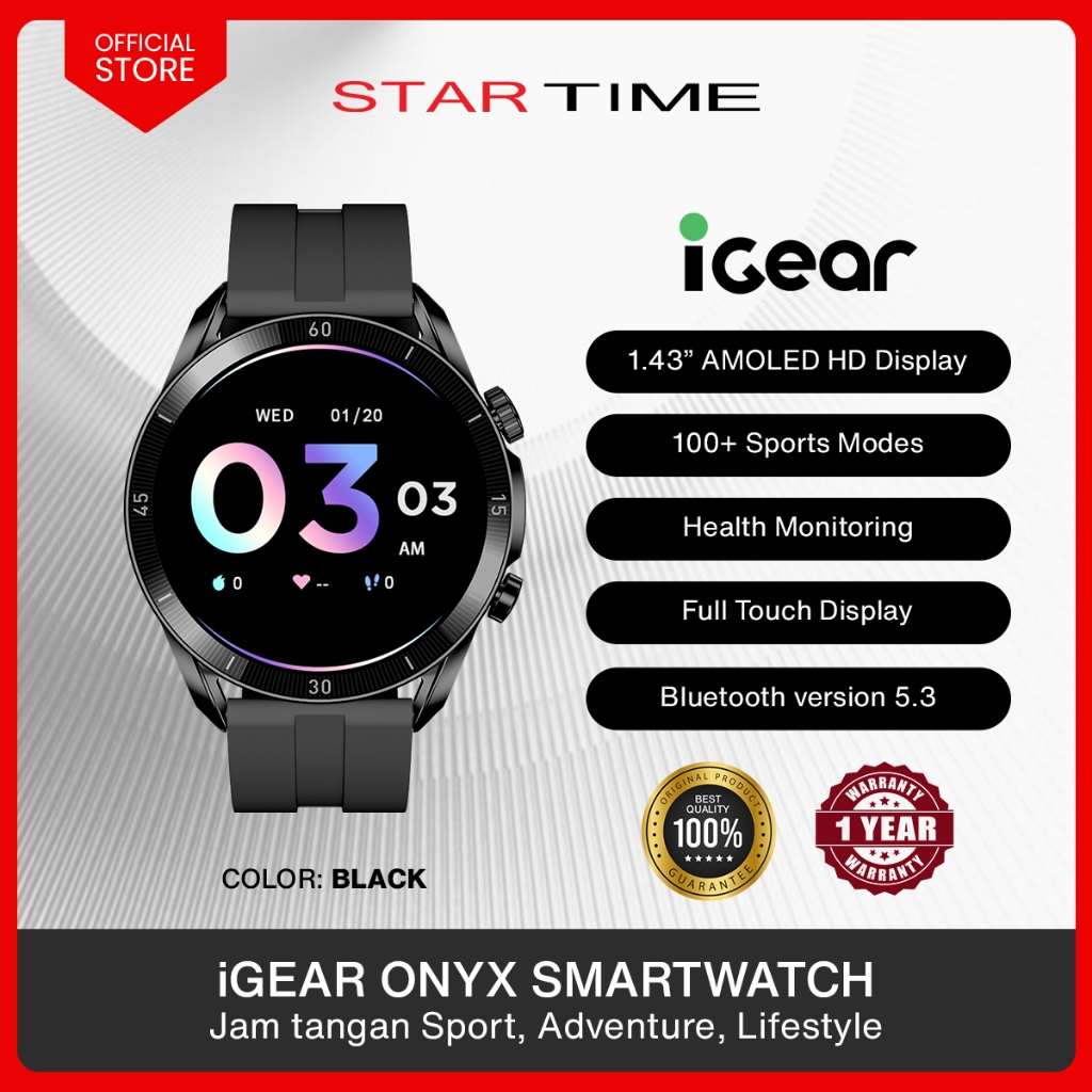 iGear Onyx - Innovation Smartwatch Jam Tangan Sport, Adventure & Lifestyle