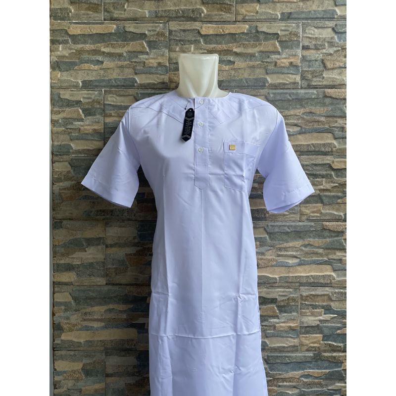 Gamis pria dewasa jubah al wafa ikaff oblong lengan pendek putih