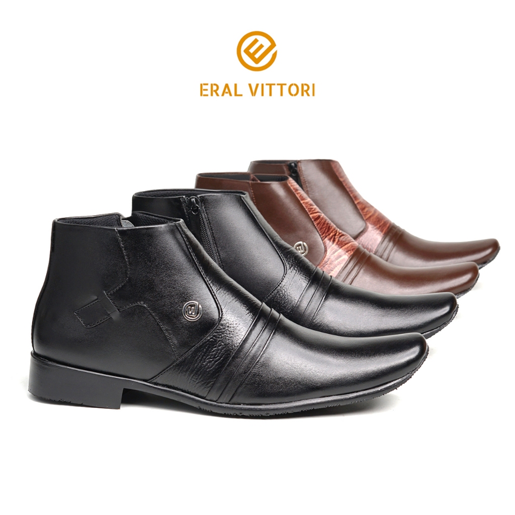 Eral Vittori - Lecter 015 Sepatu Pantofel Pria Casual Formal Boots Zipper Kulit Kerja Kantor Pesta