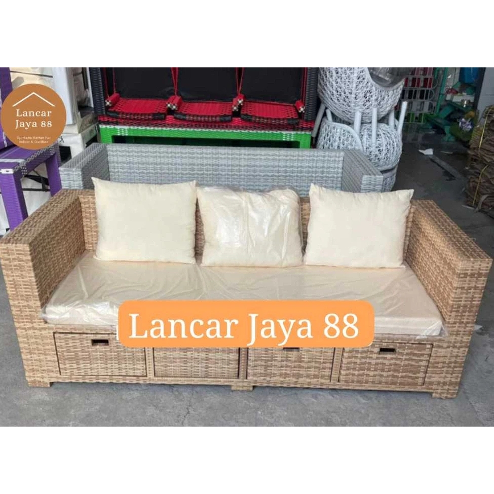 Sofa Laci Serbaguna Minimalis Rotan Sintetis