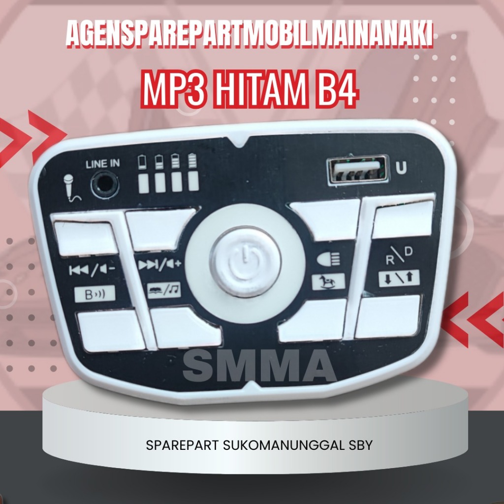 SMMA || MP3 HITAM B4 MODUL MUSIK ON OFF POWER MOBIL MAINAN AKI ANAK REMOT CONTROL