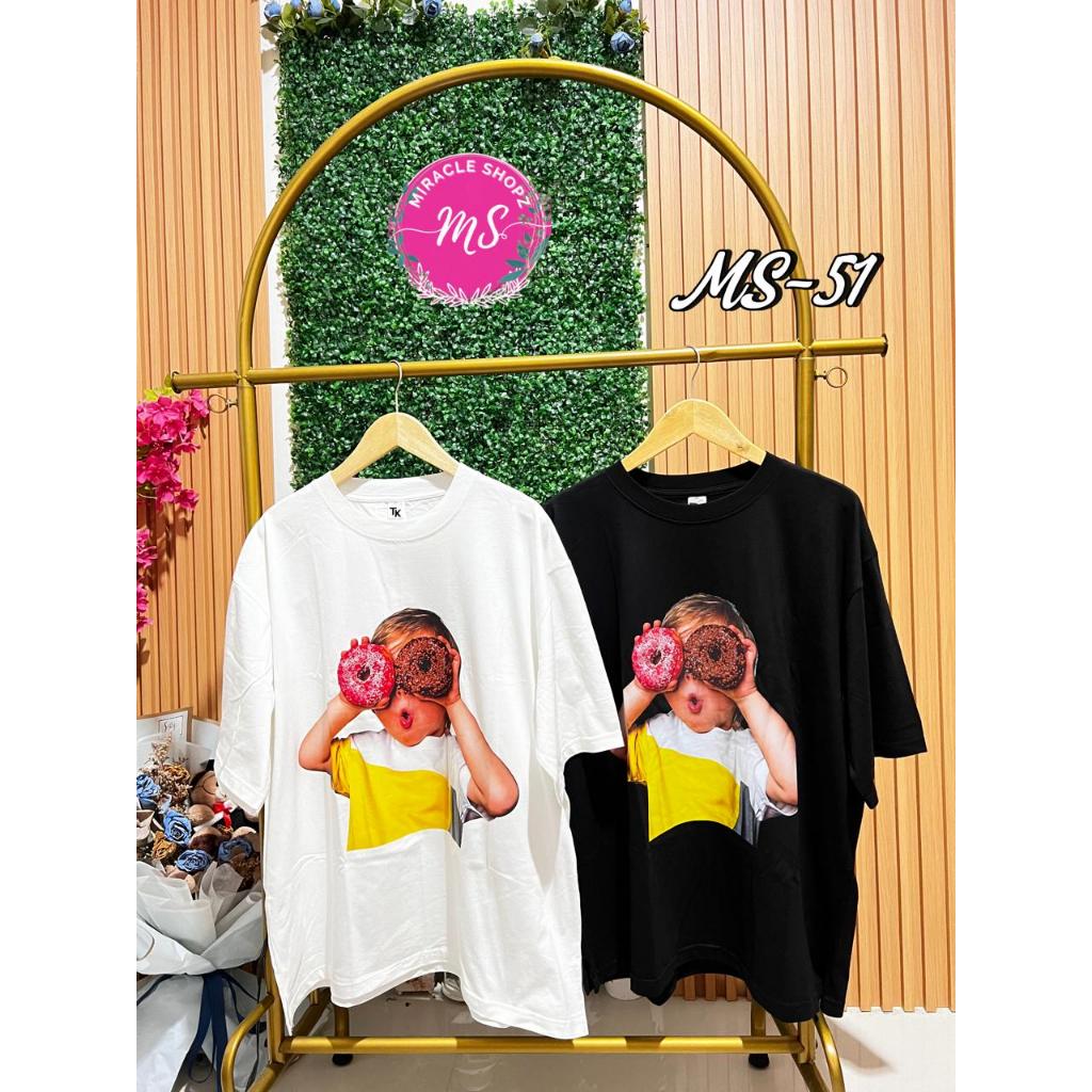 Kaos Oversize Premium Motif Donat / Kaos Wanita Lengan Pendek / LD 120 / Bahan Combed 24 / Premium Q