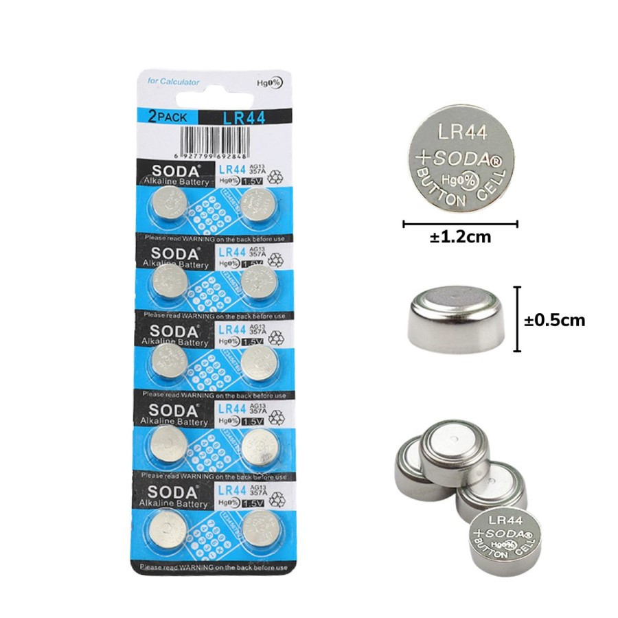Baterai Kancing Koin Soda 1.5V / Battery LR41 LR44 Kalkulator Jam