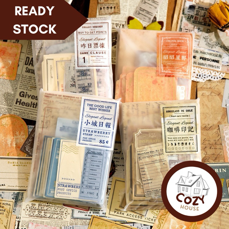 

Journamm 100pcs/pack Vintage Memo Paper Kit DIY Scrapbooking Perlengkapan Sekolah Junk Journal Kolase Album Foto Aesth Notes
