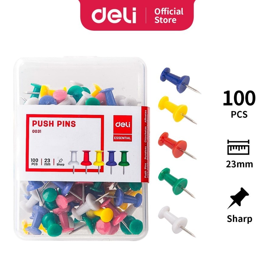 

TBMO DELI COLOR PUSH PIN ISI 100 E0031