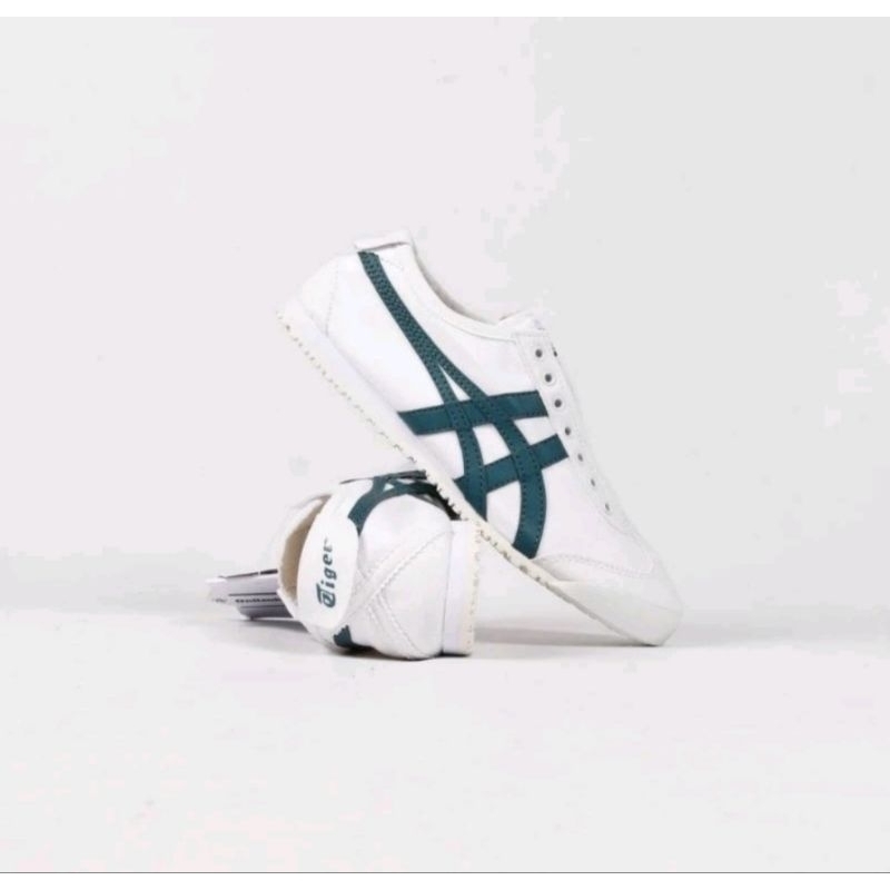 sepatu Slip On wanita Onitsuka Tiger Mexico 66 Slip On original white green old free paperbag