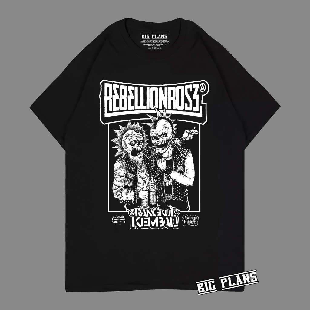 KAOS BAJU TSHIRT CASUAL BAND PUNK ROCK REBELLION ROSE PARTAI ANARKI