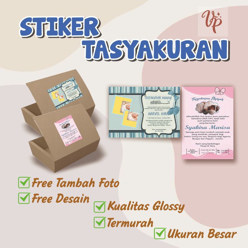

Stiker Acara Tasyakuran, Aqiqah, Selapan, Kelahiran