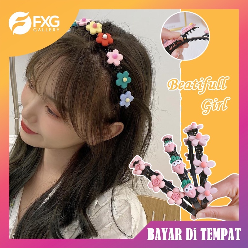 Bando Jepit Fashion Rambut 2in1 Aksesoris Rambut Wanita Anak Dewasa Lucu Karakter