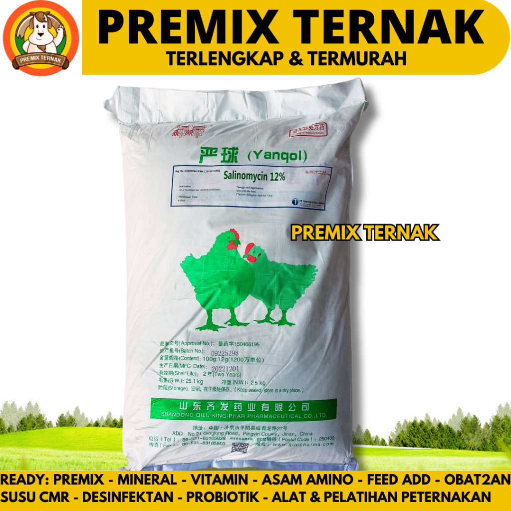 SALINOMYCIN 12% Obat Koksidiosis - Premix Ayam Anti Koksidiosis Unggas Ayam Bebek