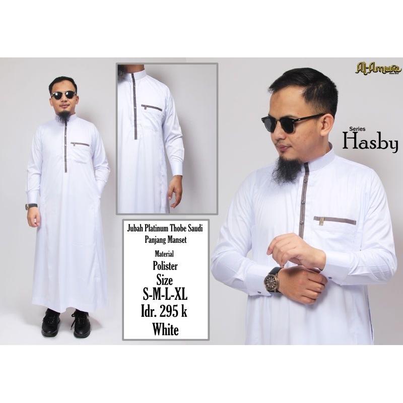 Jubah Putih - Baju muslim pria - Baju Sholat - Kemeja Koko - Kurta Pakistan - Gamis Pria Premium
