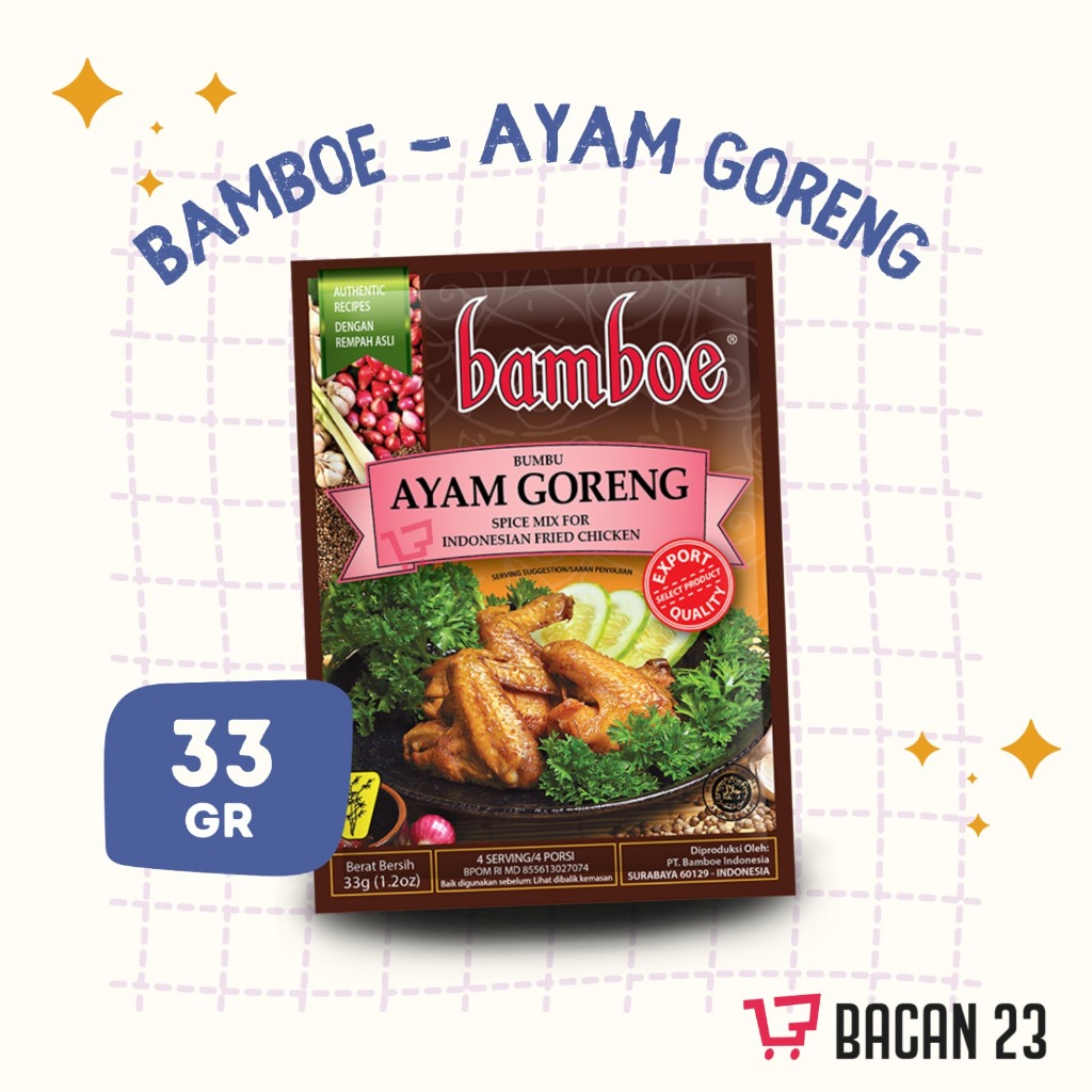 

Bamboe Bumbu Instan Ayam Goreng (33 Gr) / Bumbu Dapur Instan / Penyedap Rasa