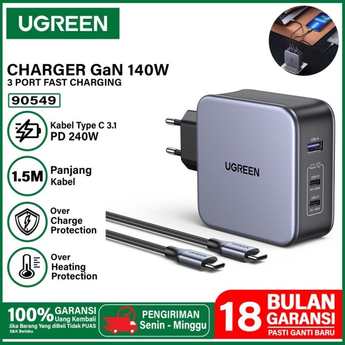 UGREEN Charger GAN 140W PD Type C to Type C FAST Charging 90549 140W
