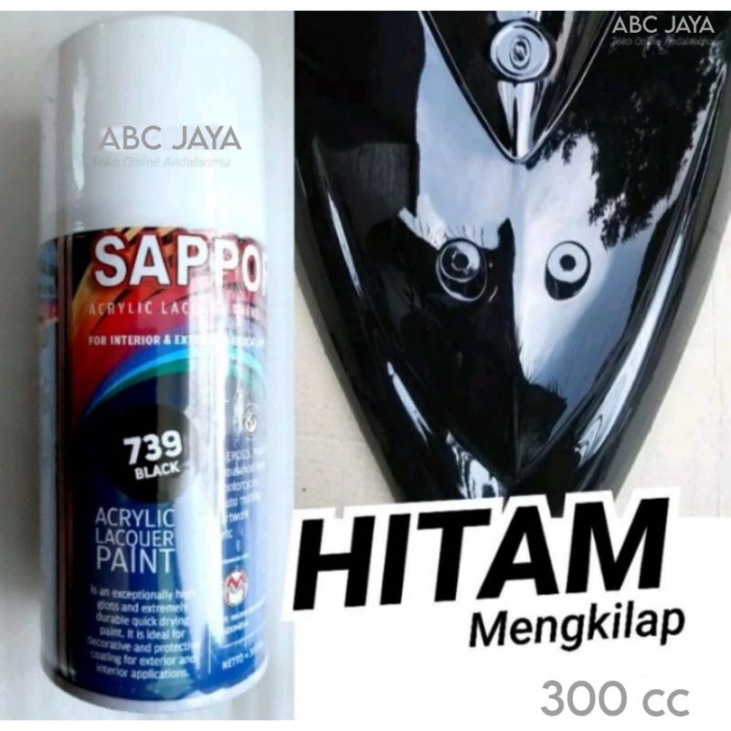 Cat Pilok Sapporo 739 BLACK 300ml Hitam Solid Gloss Glossy Mengkilap Saporo