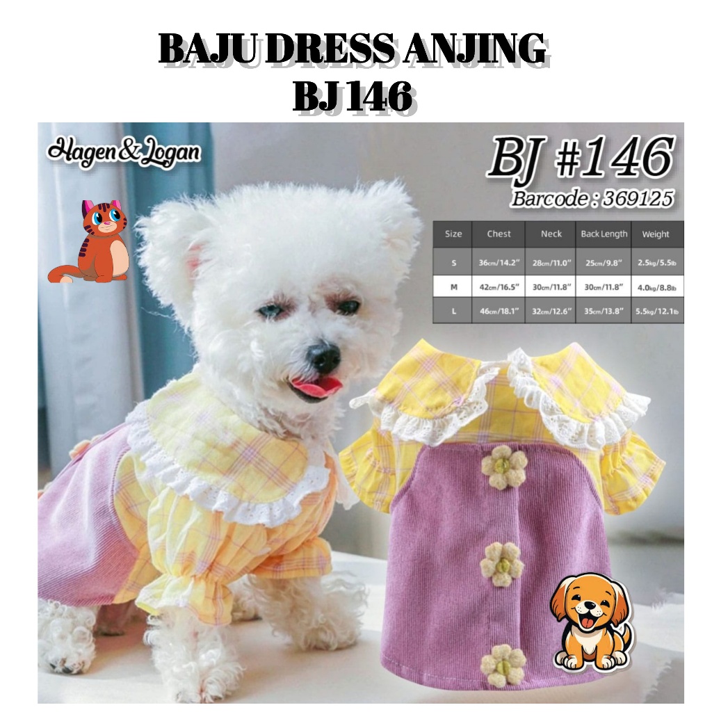 Baju Anjing Poodle Mini Kecil Kucing Dress 146 Kostum Kaos Hewan Lucu