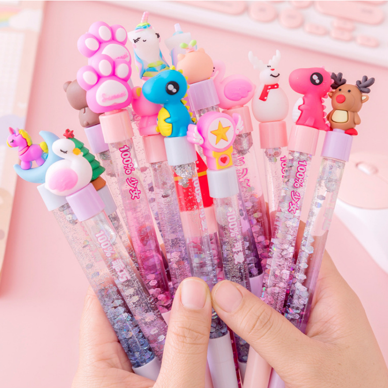 

Pulpen Gel 0.5mm glitter air cantik Pena bolpen gliter Gel Pen unicorn korea Alat tulis karakter kartun Ballpoint Bolpoin lucu imut untuk kantor sekolah pelajar anak