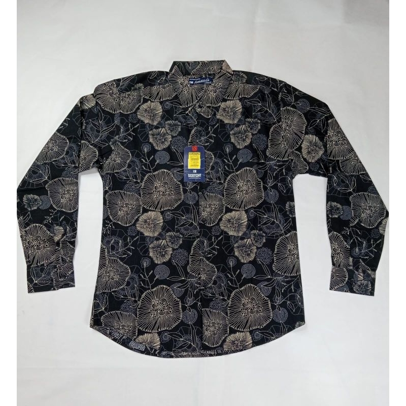 Kemeja Batik Pria Lengan Panjang SCOTCH&CO/Hitam-Size L