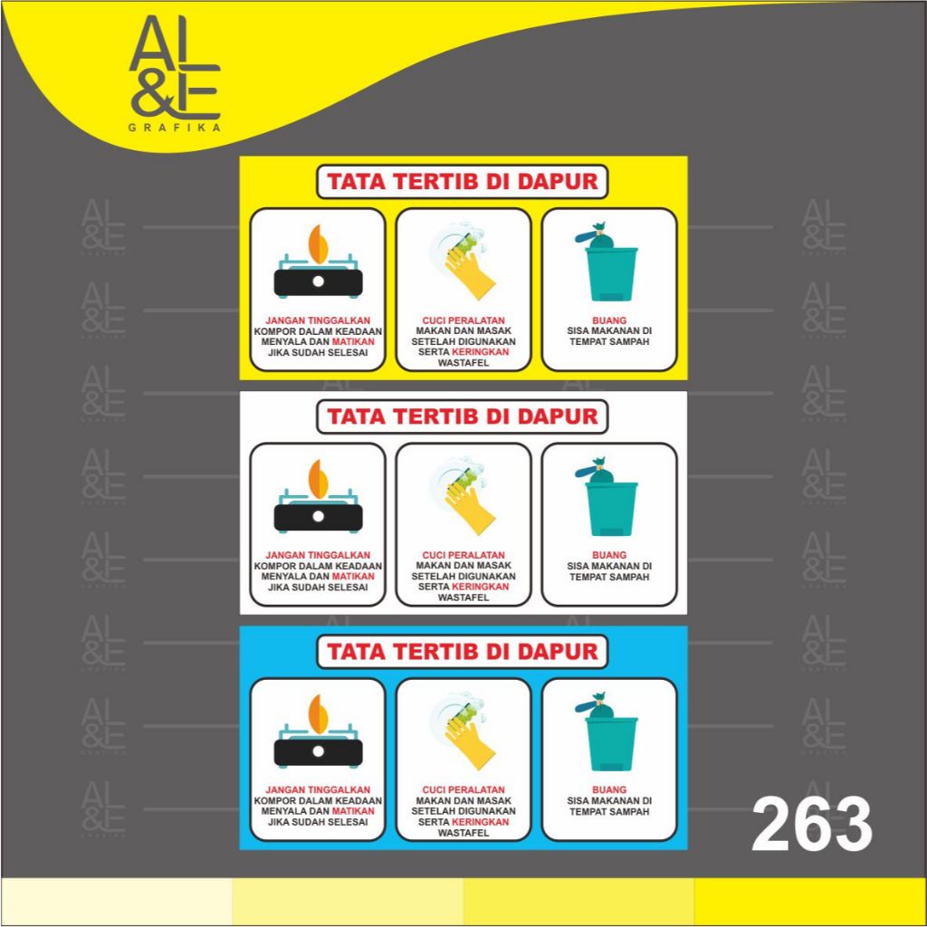 

263- Stiker Tata Tertib di dapur, Sticker Vinyl, Ritrama, Premium, Tahan Air