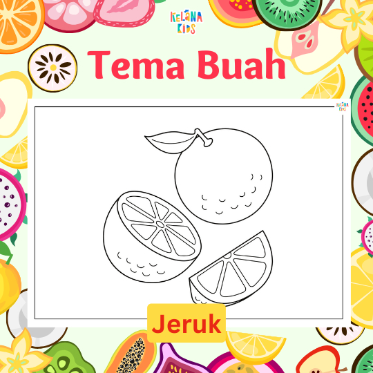 

Lembar Kertas Sketsa Mewarnai Gambar Buah - Fruits Coloring - Poster Edukasi Anak PAUD TK SD A4