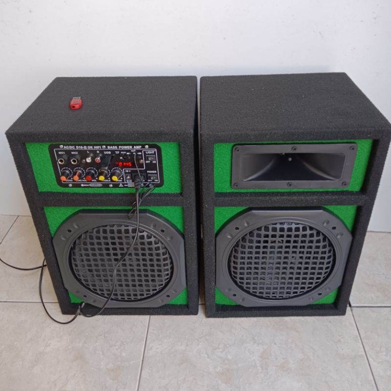 Spiker Karoke Bluetooth Bass Gler Istimewa Aktif Pasif 8 Inch Speaker Sepasang Hijau D10 Display 2 B