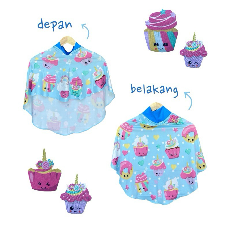 HIJAB INSTAN CUPCAKE UNICORN / HIJAB ANAK / HIJAB KARAKTER / HIJAB LUCU