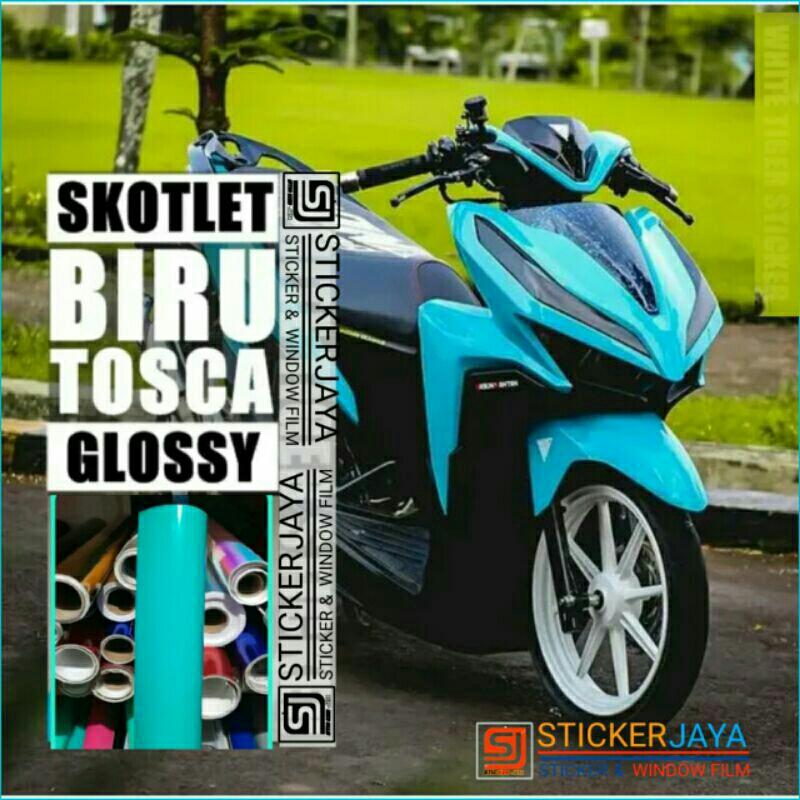 Sekotlet warna hijau tosca Glosy stiker skotlet motor hijau mint Sekotlet Motor warna biru doff/Glos