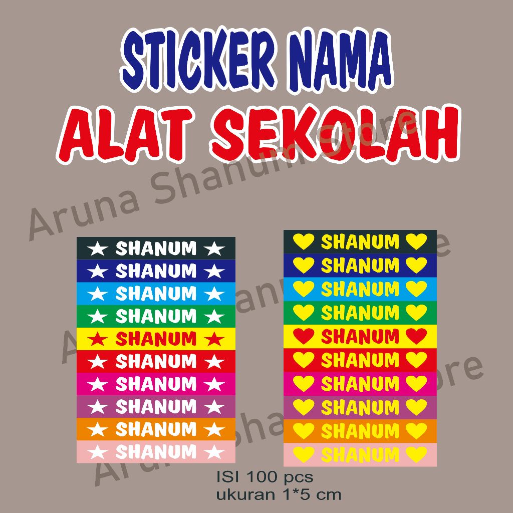 

STICKER NAMA ALAT SEKOLAH 100 PCS