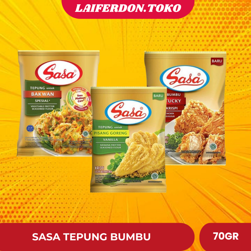 

Sasa Tepung Bumbu Kentucky 70gr Ecer/ Sasa Tepung Pisang Goreng Ecer / Sasa Tepung Bumbu Bakwan Ecer