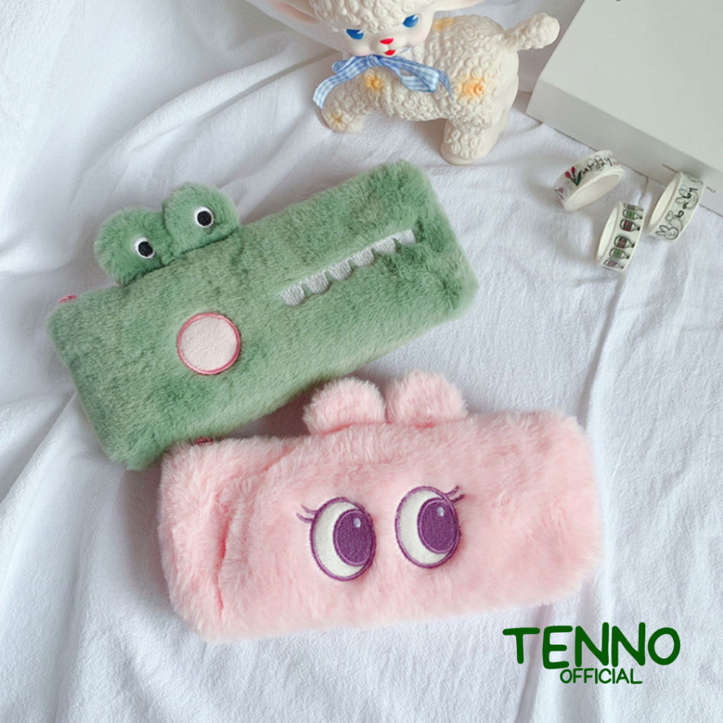 

TENNO Tempat Alat Tulis Kotak Pensil Bulu Halus Pencil Case Crocodile Buaya Hijau Green Rabbit Bunny Pink Aesthetic Estetik Kapasitas Besar Pouch Makeup Travel Kit Friendly Serbaguna