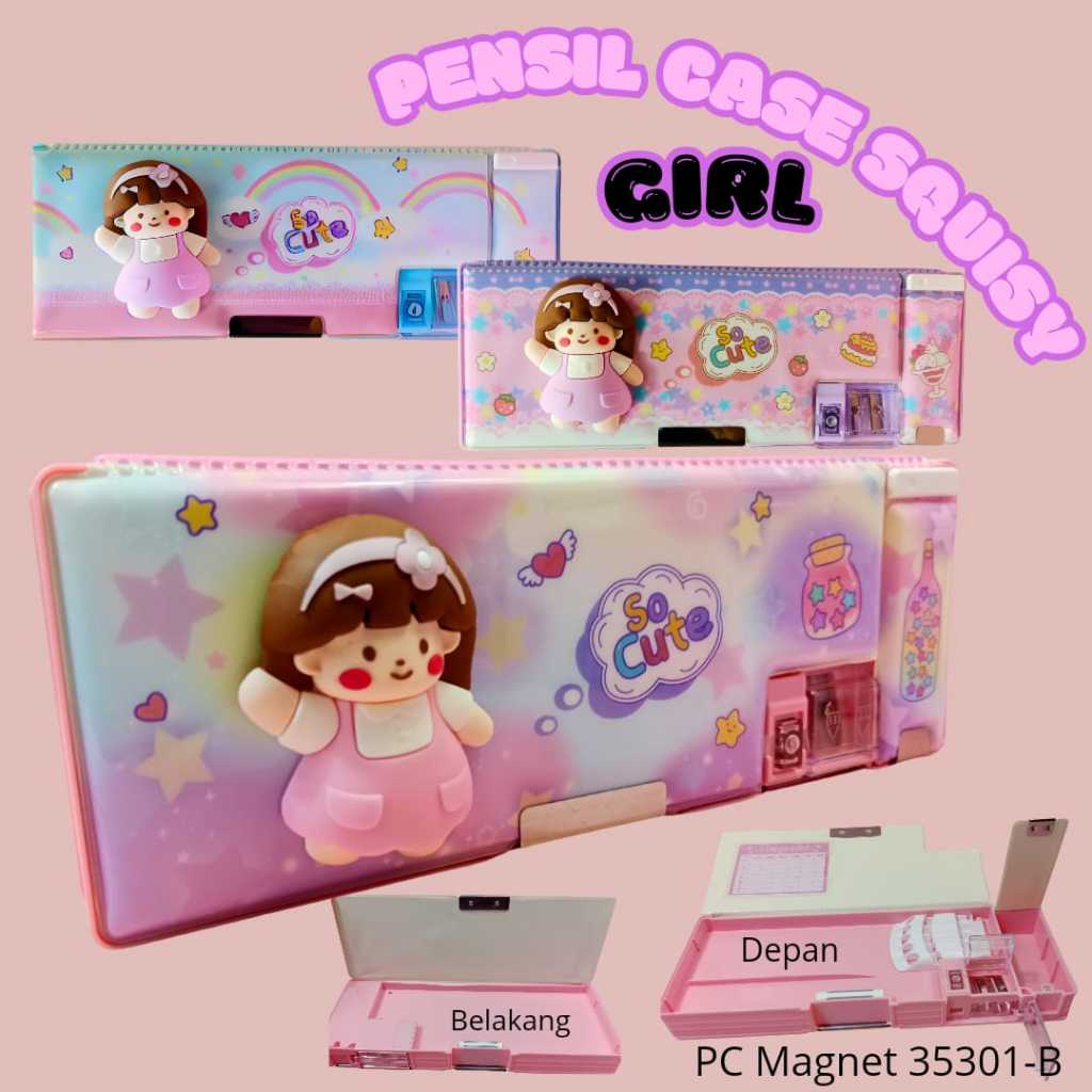 

Kotak Pensil Magnet Boneka anak Perempuan Squisy