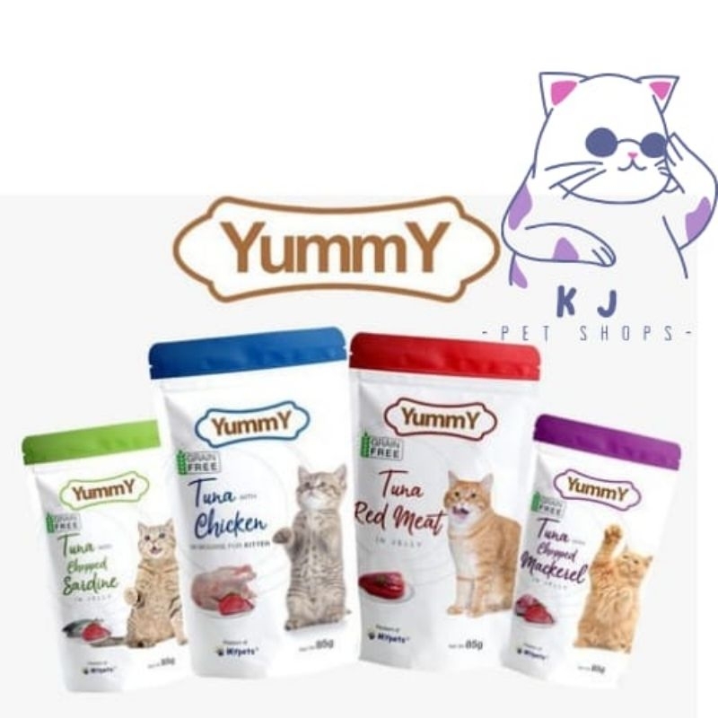 Wet Food Yummy Pouch 85g Makanan Kucing Basah Merk Yummy Cat Food