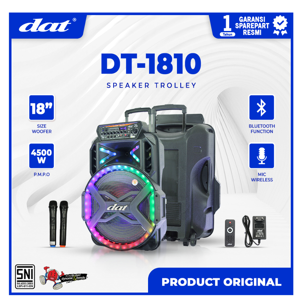 DAT Speaker DT 1810 Trolley 18 inch Bluetooth Mic