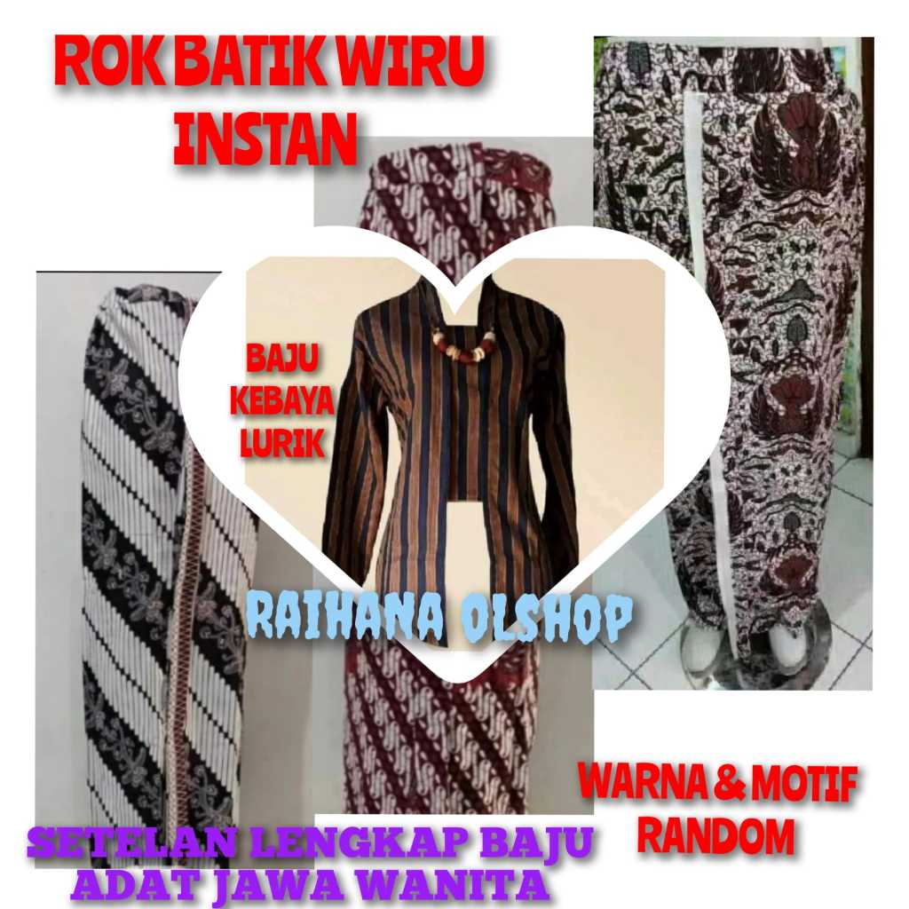 SEPAKET BAJU ADAT JAWA WANITA | KEBAYA LURIK COKLAT HITAM + ROK BATIK WIRU INSTAN | PAKAIAN NASIONAL