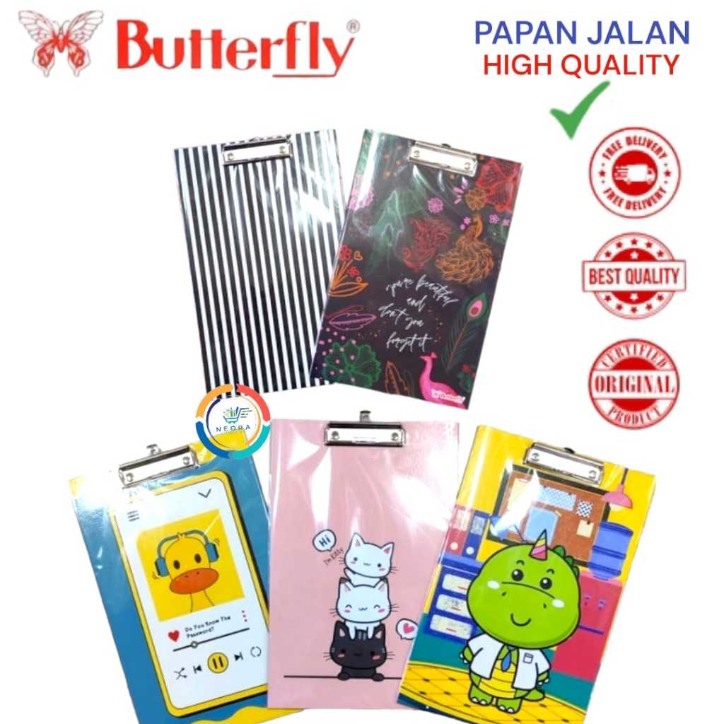 

Butterfly Clipboard Motif | Papan Jalan F4