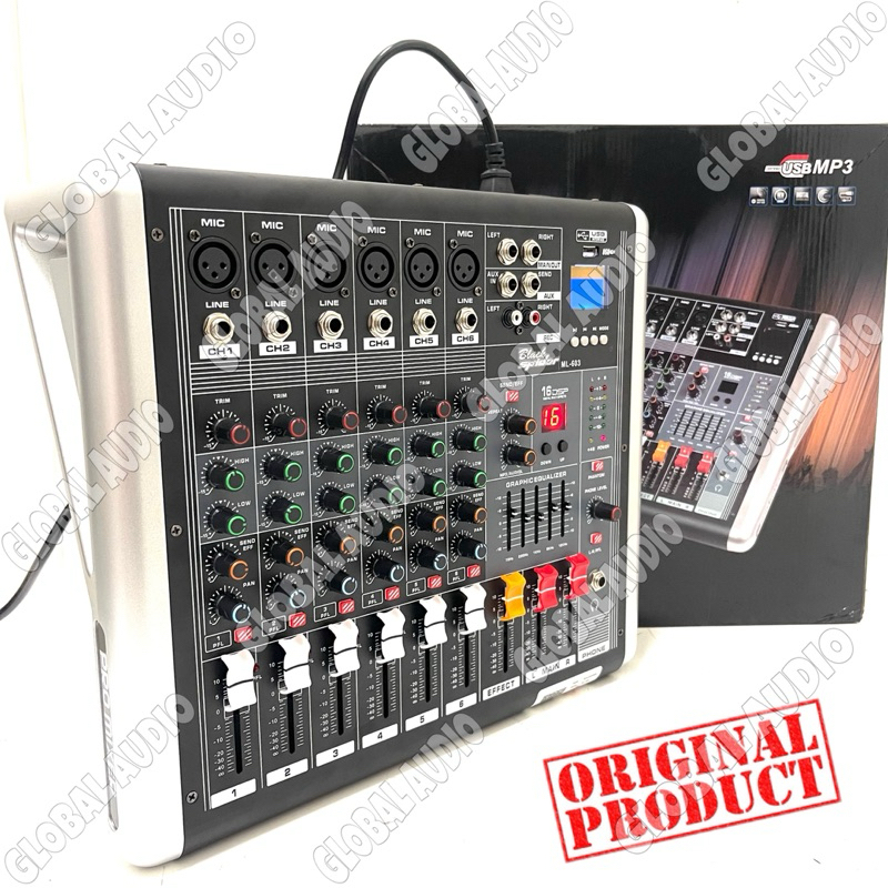 Power Mixer Blackspider ML-603 Original 6 Channel Full mono Professional Mixing 6 Black Spider ML603 ( Bisa COD )