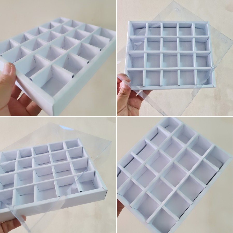 

( 5 pcs ) box mika putih polos dus sekat 20 packaging mochi kue nastar ukuran 18 x 18 x 3.5 cm