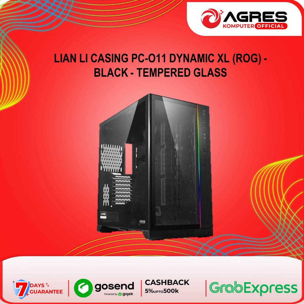LIAN LI CASING PC-O11 DYNAMIC XL (ROG) - BLACK - TEMPERED GLASS