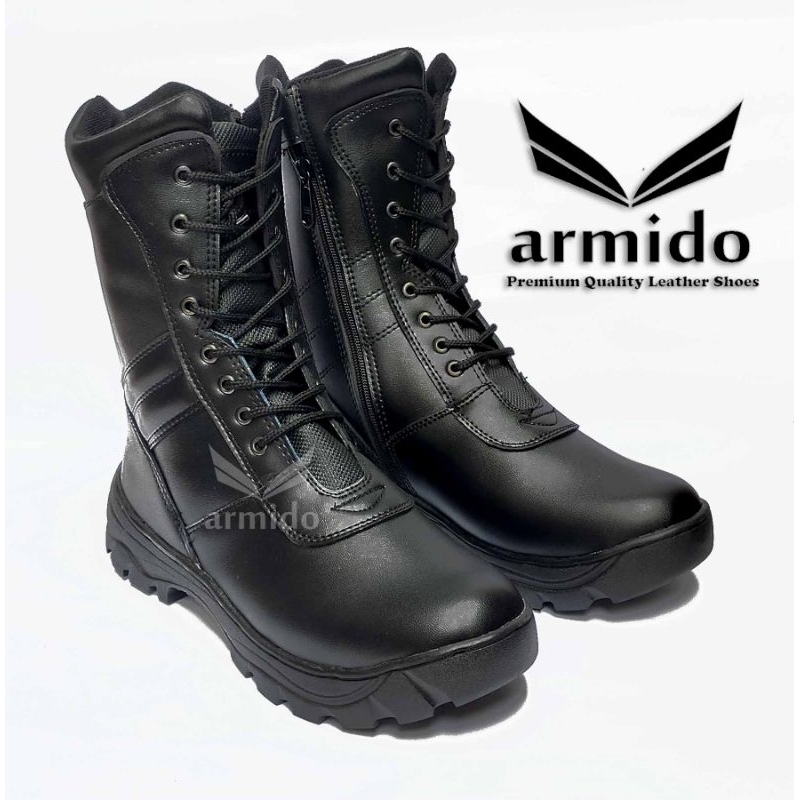 ARMIDO Sepatu PDL TNI Kulit Asli Tali Resleting