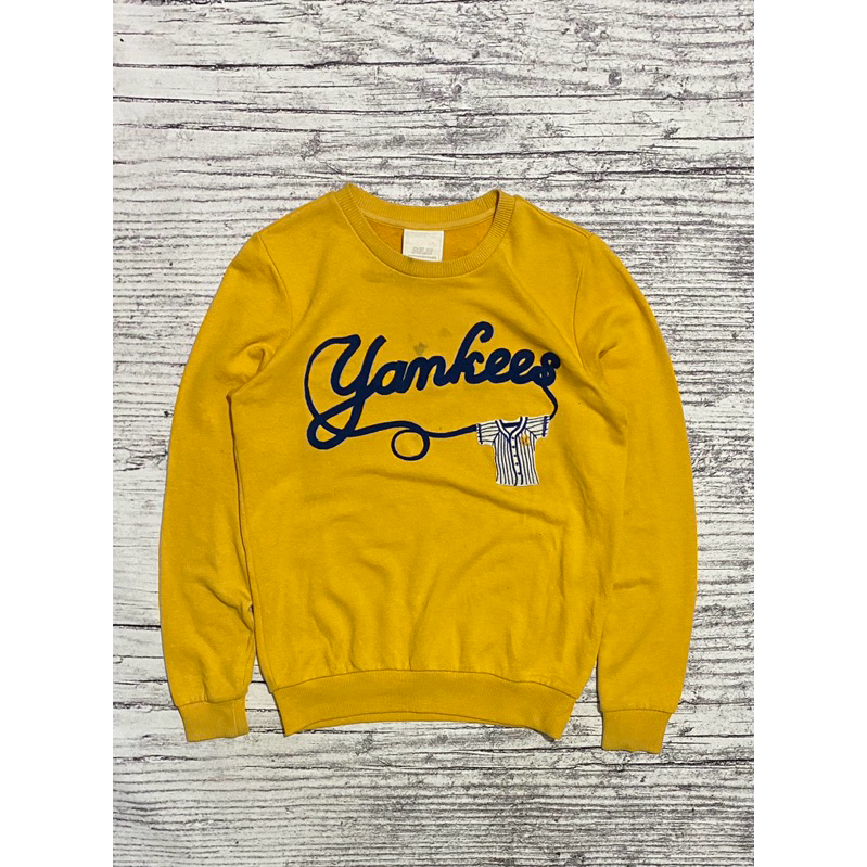 Crewneck cn sweatshirt MLB baseball Yankees kuning bordir second