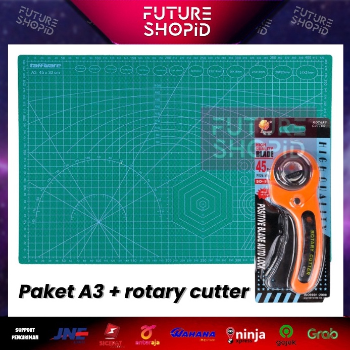 

Paket Cutting Mat A3 2 sisi Rotary Cutter 45mm Craft Desain Ukir Design Tatakan Pemotong Kertas ART Y8H8