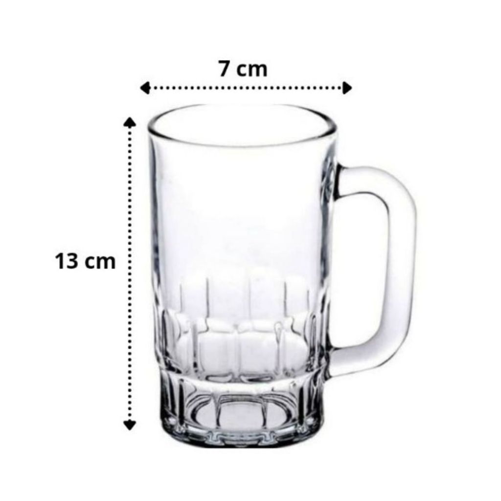 Promo 6pcs Gelas Beer Kaca /Gelas Beling Gagang / Gelas Teh Besar / Gelas Bir / Gelas Kaca Besar / G