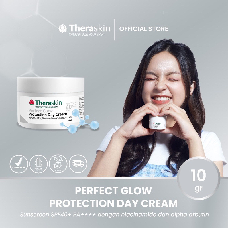Promo Termurah Theraskin Perfect Glow Protection Day Cream - Sunscreen SPF40+ PA++++ untuk Kulit Kusam dan Noda Bekas Jerawat dengan Niacinamide, Alpha Arbutin, dan Vitamin E