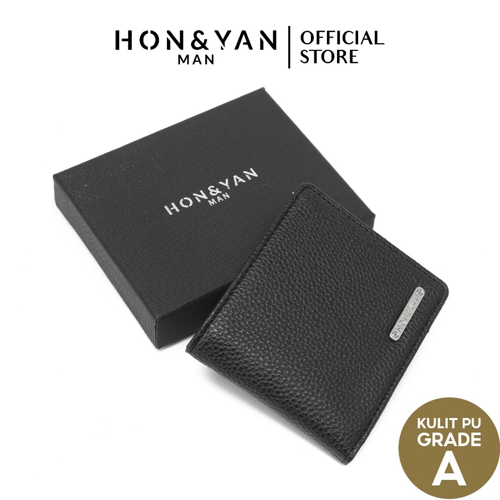 Sangat Nyaman HONYAN Dompet Pria Lipat Kulit Terbaru Asli Original  Rei short wallet