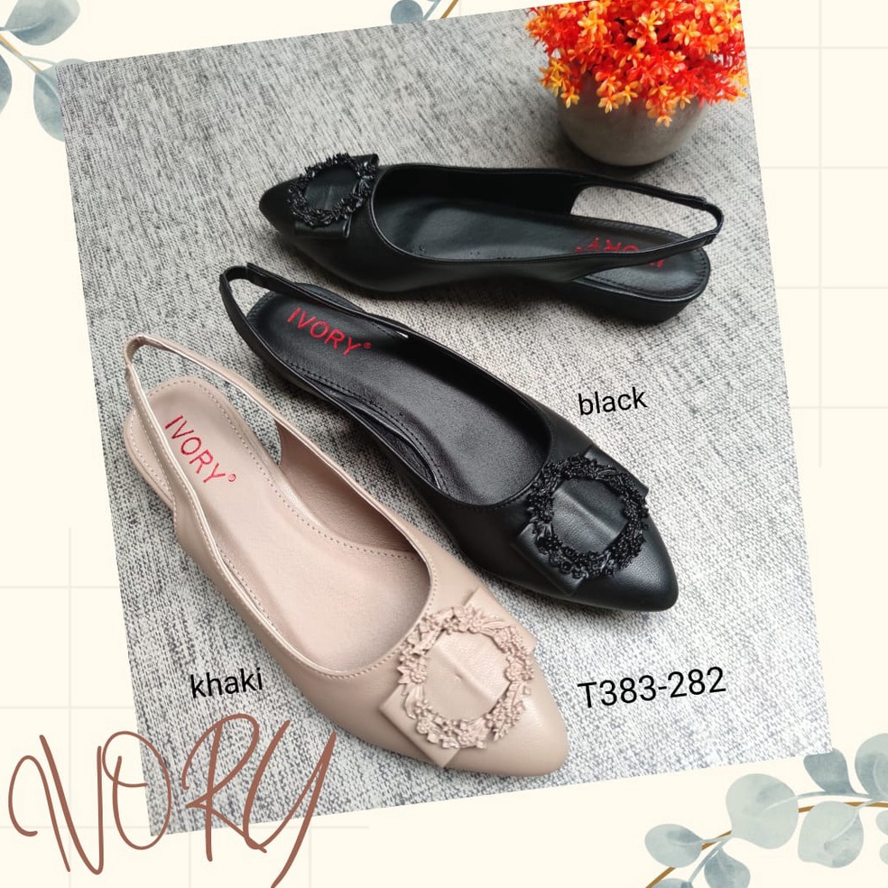 Terlaris IVORY Sepatu Wanita Flat Tali Belakang T383282