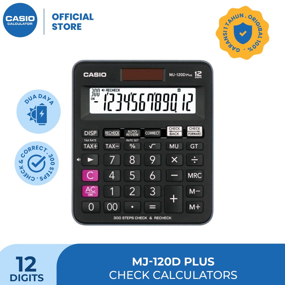 

CASIO KALKULATOR MJ12DPLUS Kalkulator TokoDagang Fungsi Recheck 12 digit ART N5C9